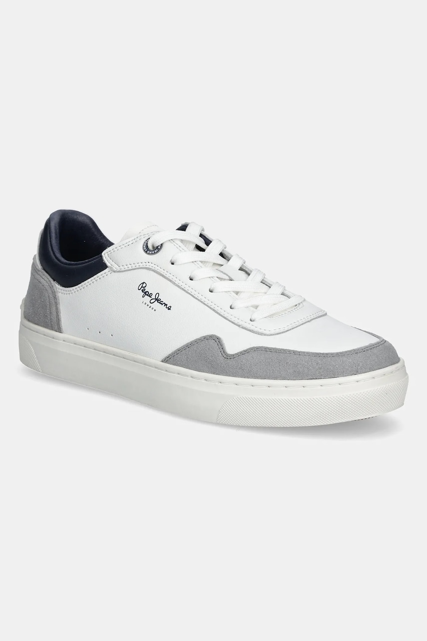 Pepe Jeans sneakers din piele CAMDEN COLLAR M barbati, culoarea alb, PMS00046 Pepe Jeans sneakers din piele CAMDEN COLLAR M barbati, culoarea alb, PMS00046