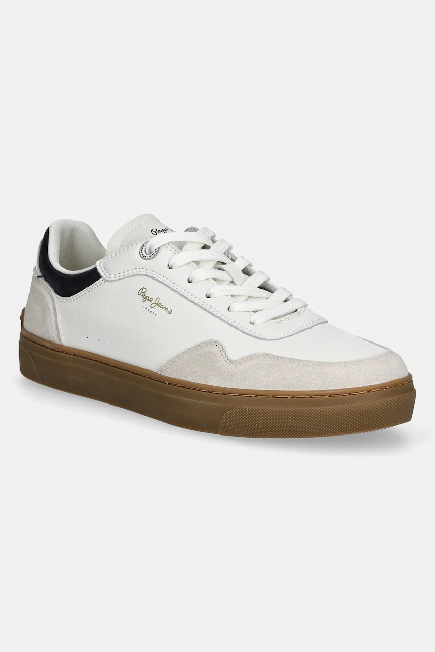 Pepe Jeans sneakers din piele CAMDEN COLLAR M barbati, culoarea bej, PMS00046 Pepe Jeans sneakers din piele CAMDEN COLLAR M barbati, culoarea bej, PMS00046