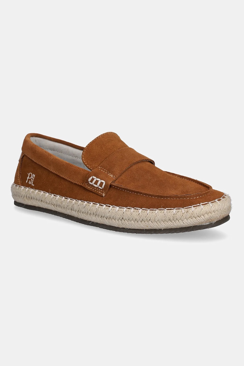 Pepe Jeans espadrile din piele întoarsă TOURIST COAST culoarea maro, PMS10337