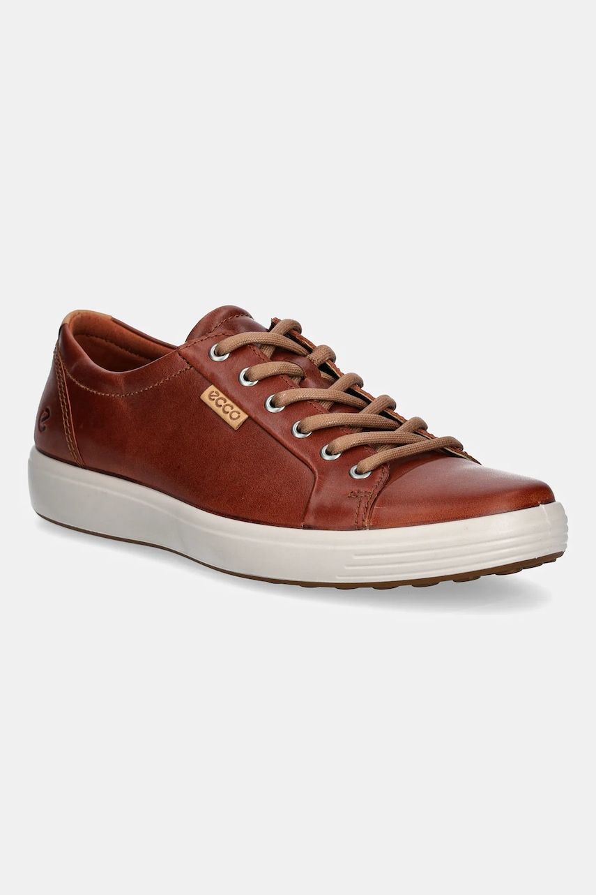 Ecco sneakers din piele Soft 7 Shoe Lace Up culoarea maro, 430004-01053