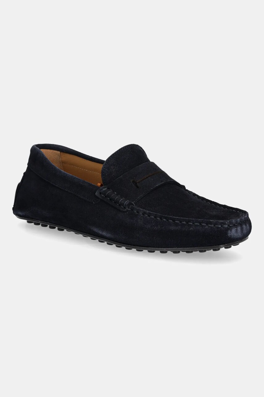 Hackett London mocasini din piele întoarsă DRIVER LOAFER culoarea bleumarin, HMS21485