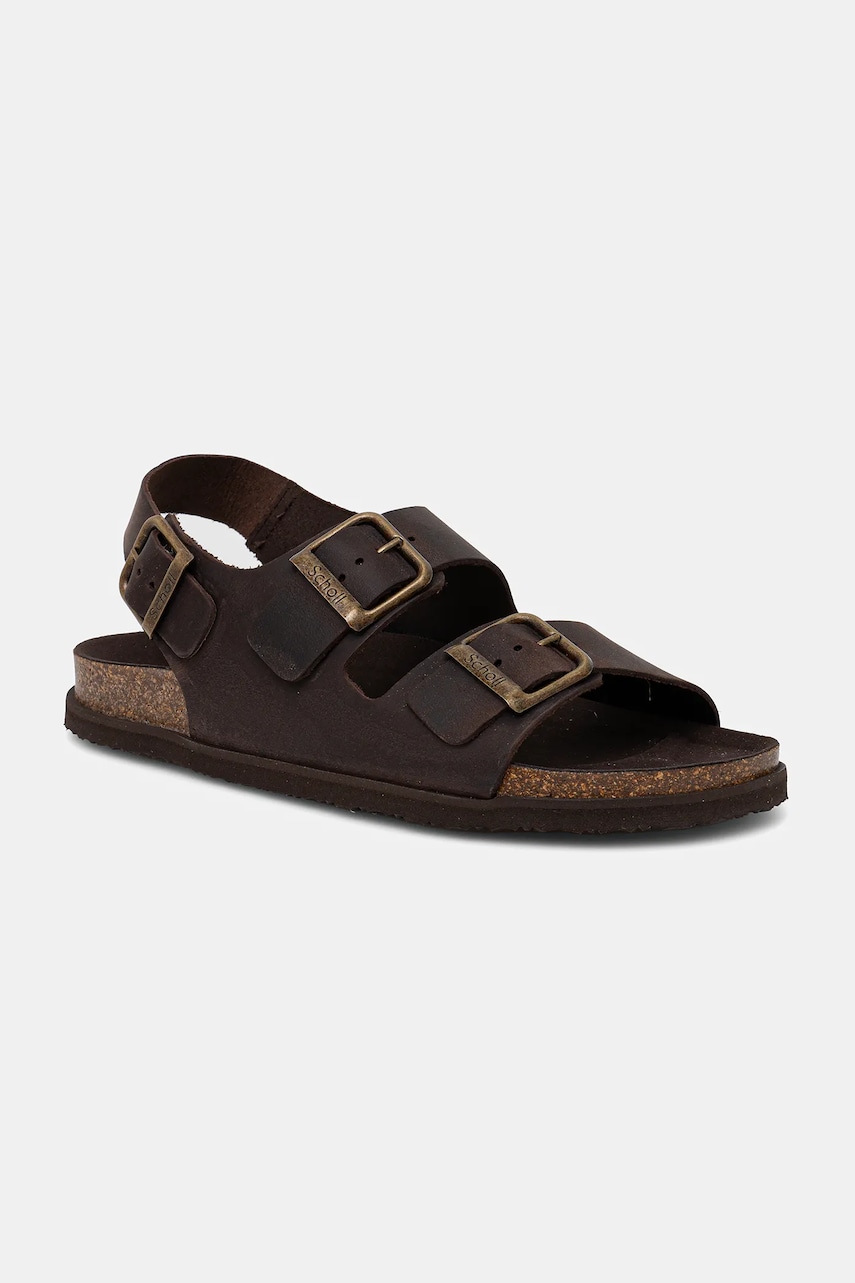 Scholl sandale de piele GASTON bărbați, culoarea maro, F311981019 Scholl sandale de piele GASTON bărbați, culoarea maro, F311981019