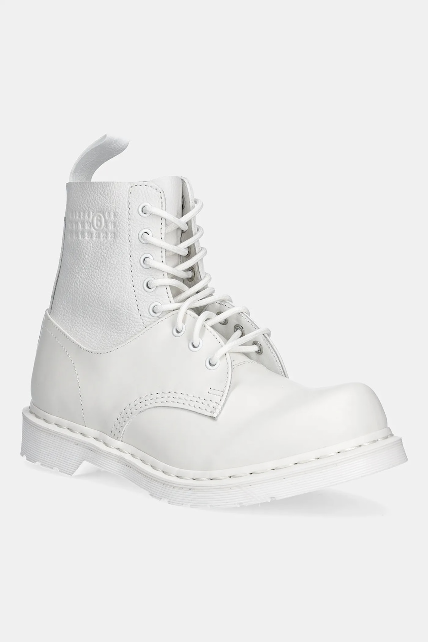 MM6 Maison Margiela bocanci de piele culoarea alb, SH3WU0013
