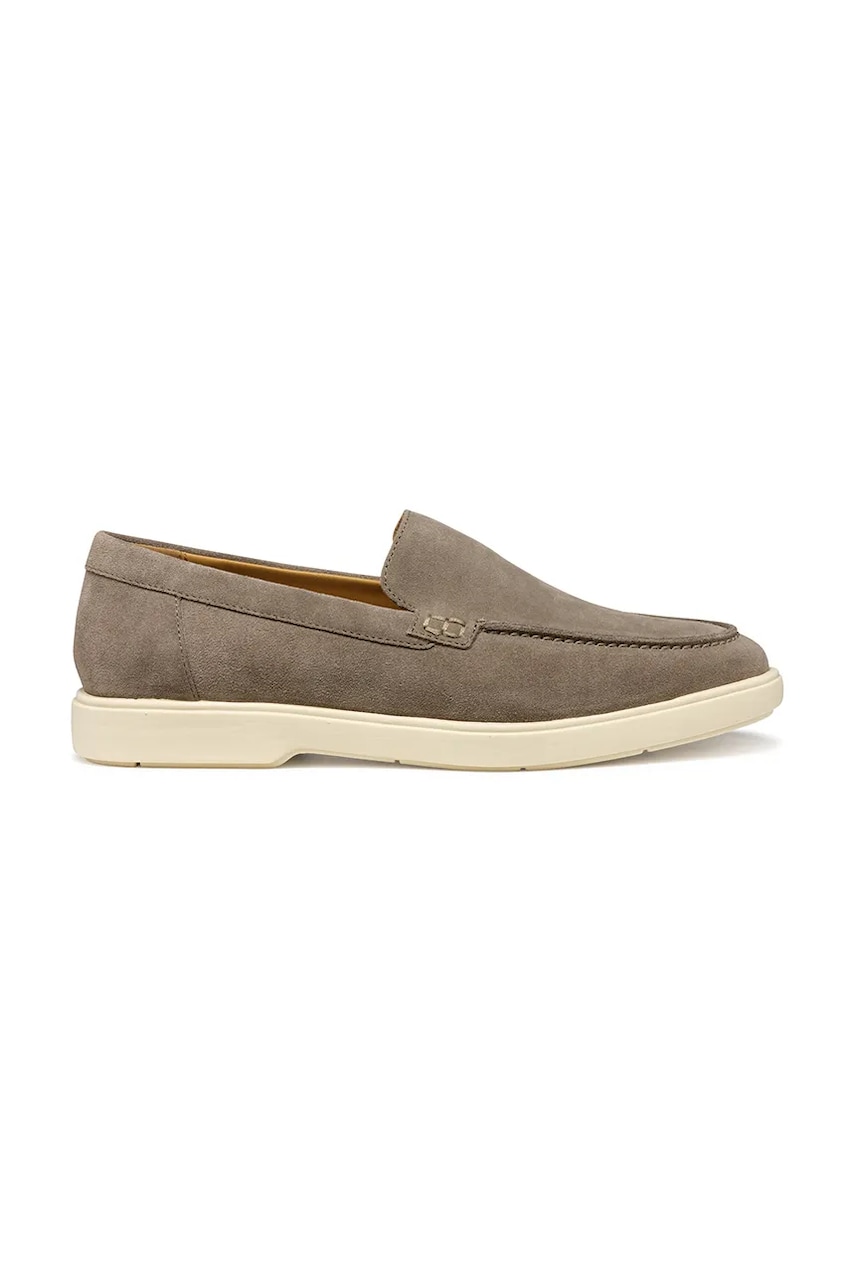Geox mocasini din piele intoarsa U SPHERICA EC17 culoarea bej, U55LAD 00022 C1018