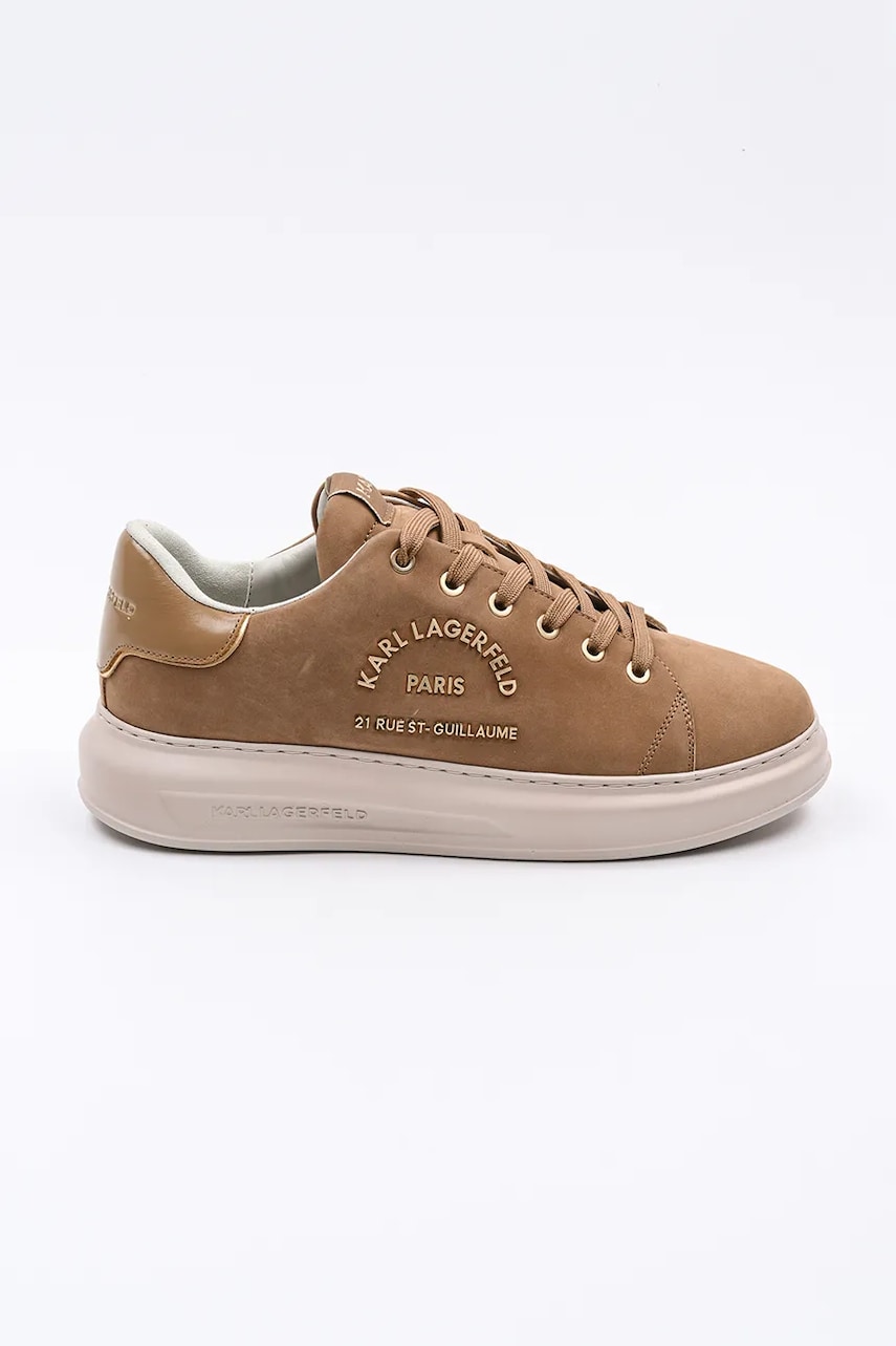 Karl Lagerfeld sneakers din piele întoarsă KAPRI MENS culoarea maro, KL52537K