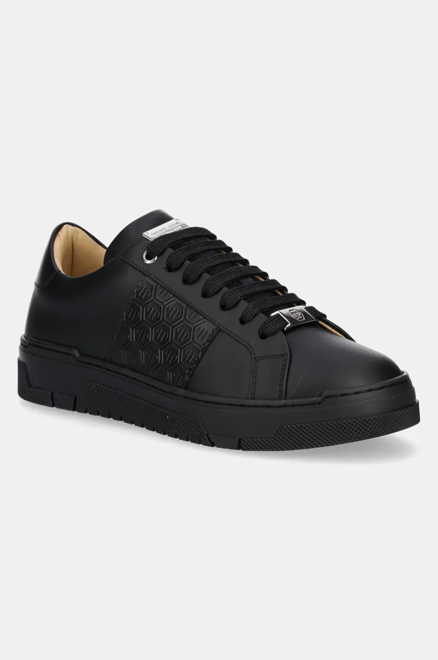Philipp Plein sneakers din piele Lo-Top Monogram culoarea negru, USC0706 PLE005N 0202