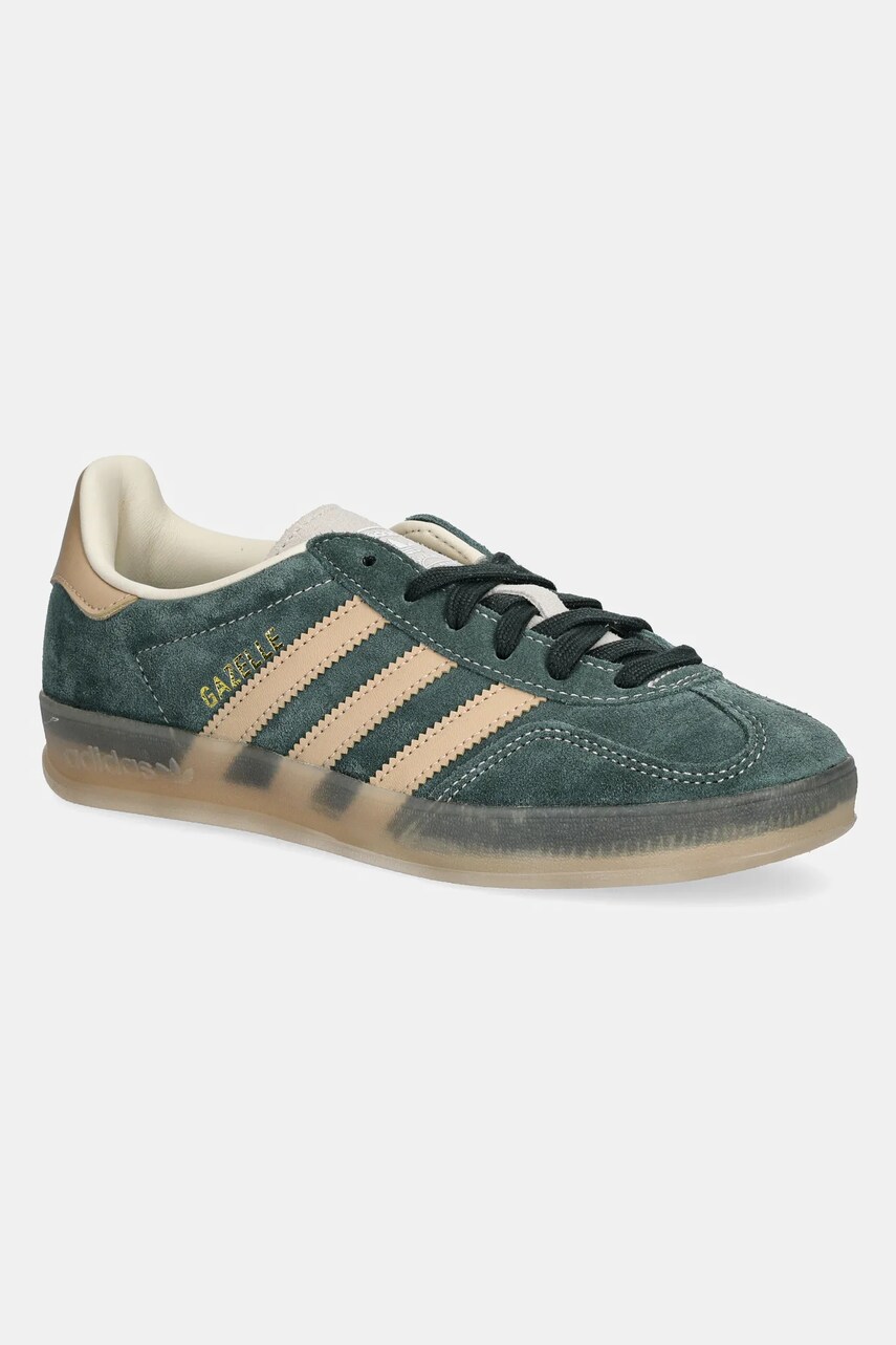 Levně Semišové tenisky adidas Originals Gazelle Indoor zelená barva, JH5402