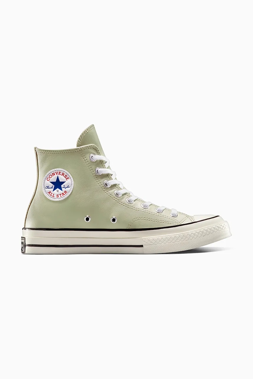 Converse tenși de piele Chuck 70 culoarea verde, A10549C
