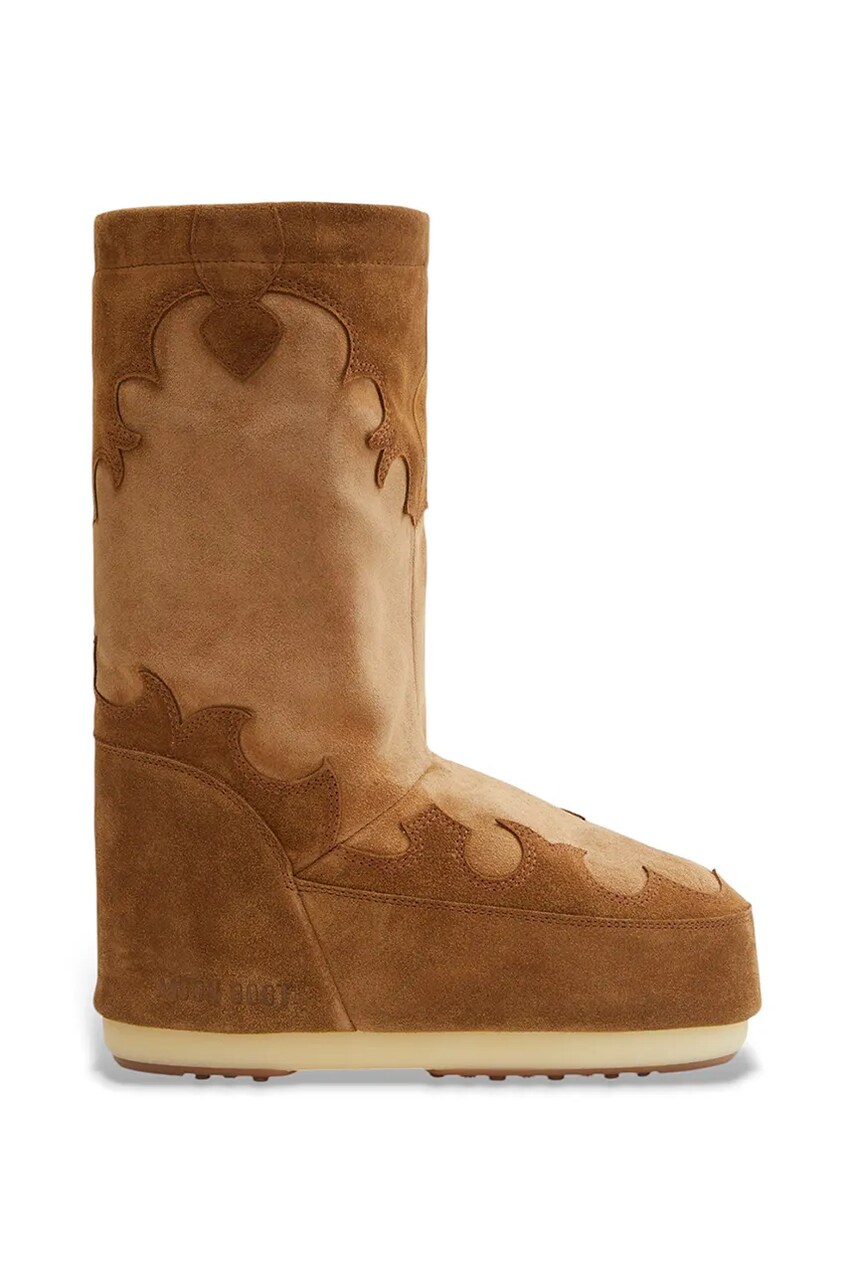 Levně Semišové sněhule Moon Boot MB ICON SUEDE EMROIDERY hnědá barva, 80D1402990 M008