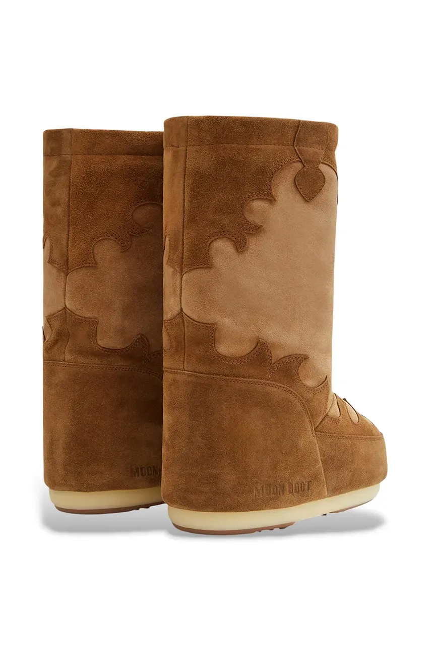 Замшевые сапоги Moon Boot MB ICON SUEDE EMROIDERY цвет коричневый 80D1402990 M008 Замшевые сапоги Moon Boot MB ICON SUEDE EMROIDERY цвет коричневый 80D1402990 M008