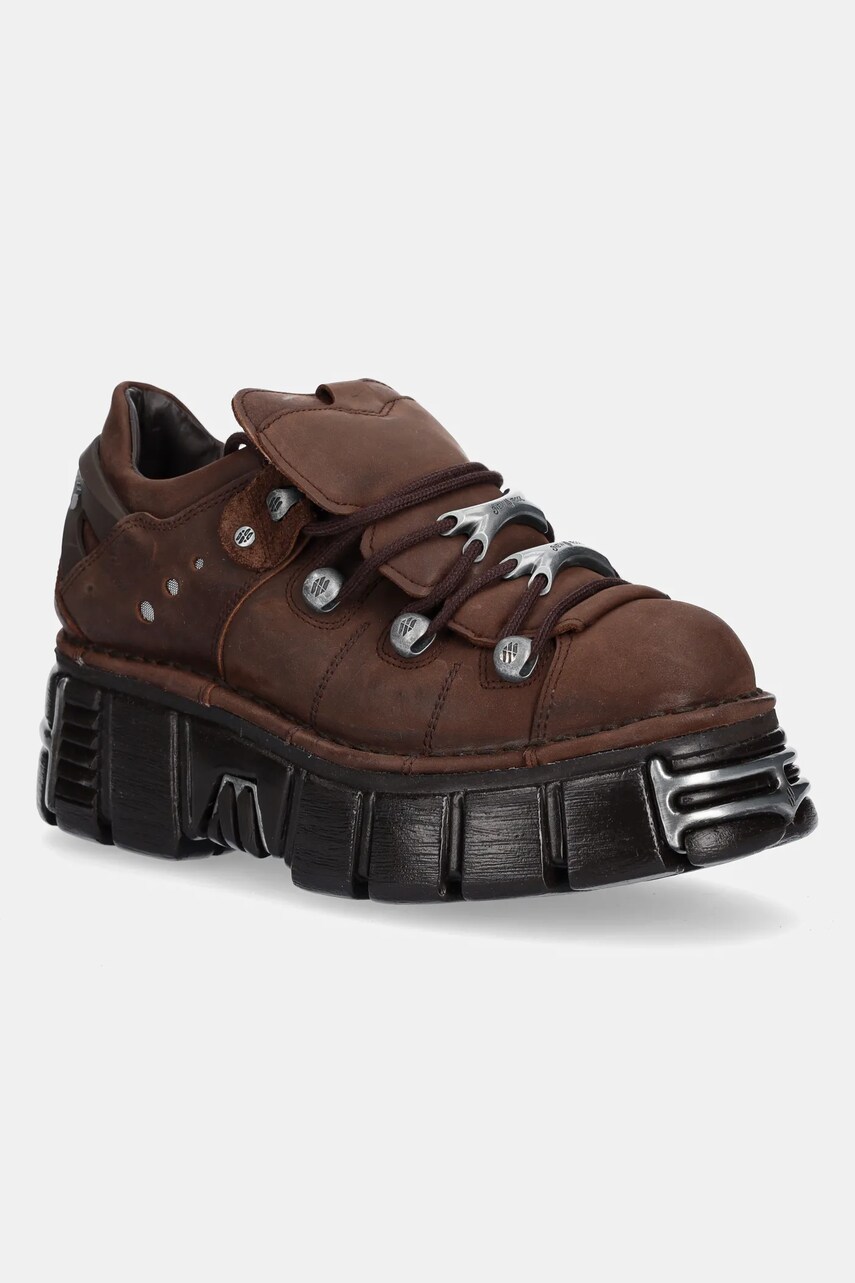 New Rock sneakers din piele METALLIC culoarea maro, M-120N-C56