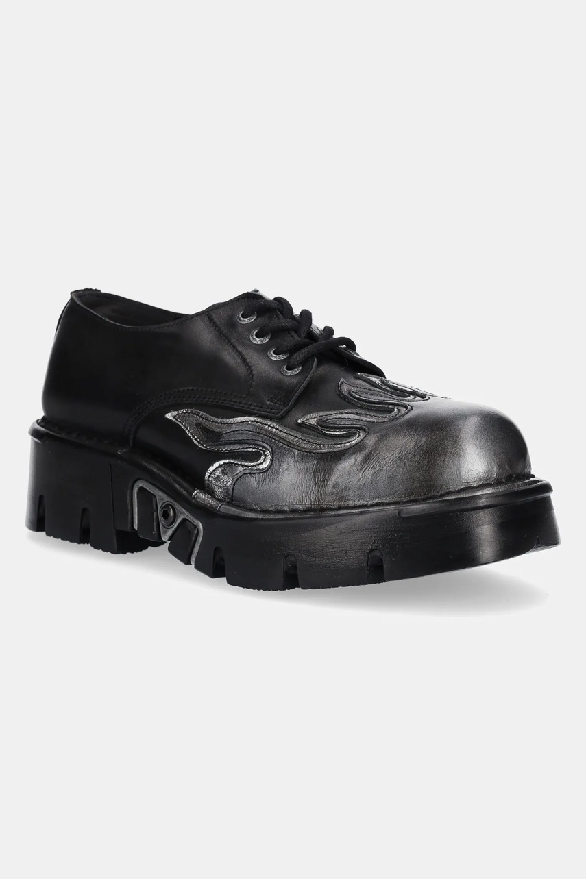 New Rock pantofi de piele METALLIC culoarea negru, M-1553-C3