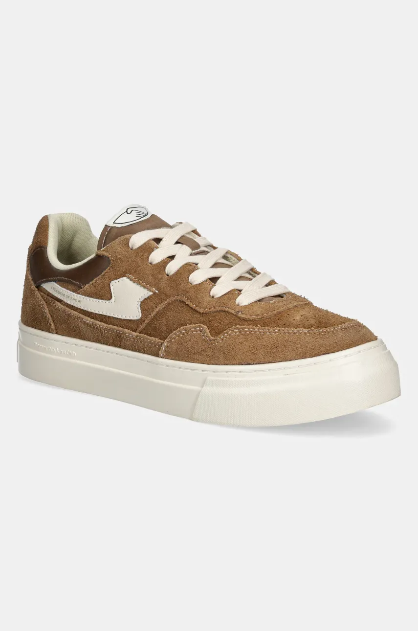 Stepney Workers Club sneakers din piele intoarsă PEARL S-STRIKE GEO-MERGED culoarea maro, YA24200