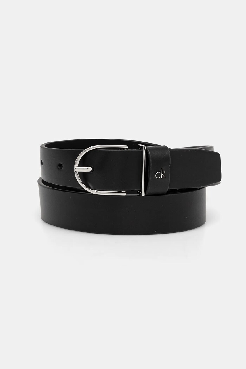 Levně Kožený pásek Calvin Klein dámský, černá barva, K60K612861