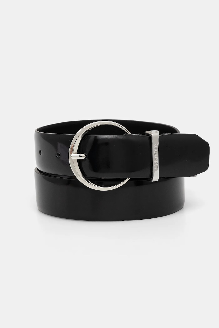 Levně Kožený pásek Calvin Klein dámský, černá barva, K60K612862