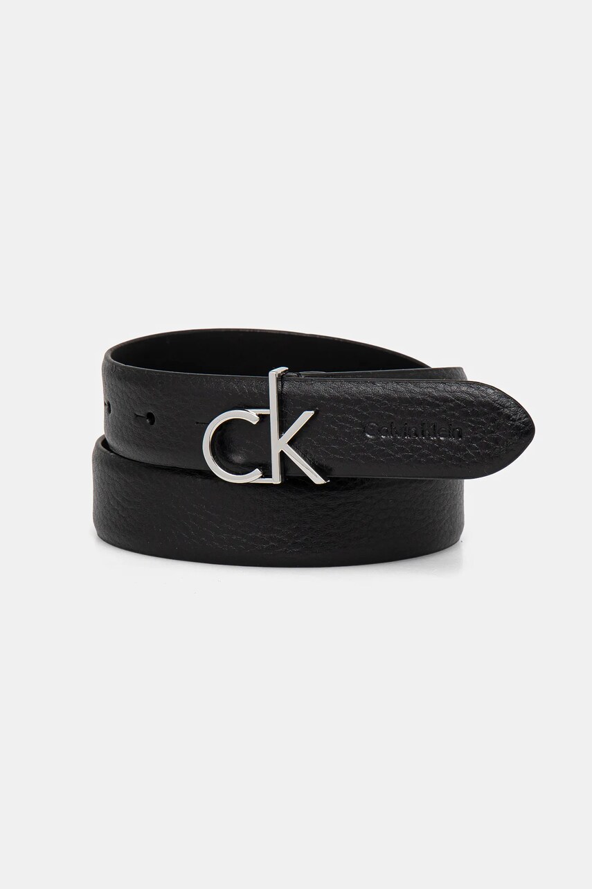 Levně Kožený pásek Calvin Klein dámský, černá barva, K60K613073