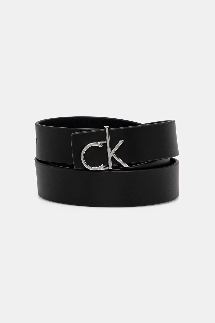 Levně Kožený pásek Calvin Klein dámský, černá barva, K60K613074