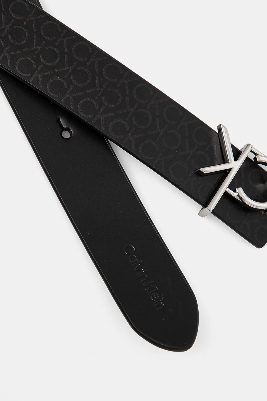 Δερμάτινη ζώνη Calvin Klein χρώμα: μαύρο, K60K613074 φωτογραφία