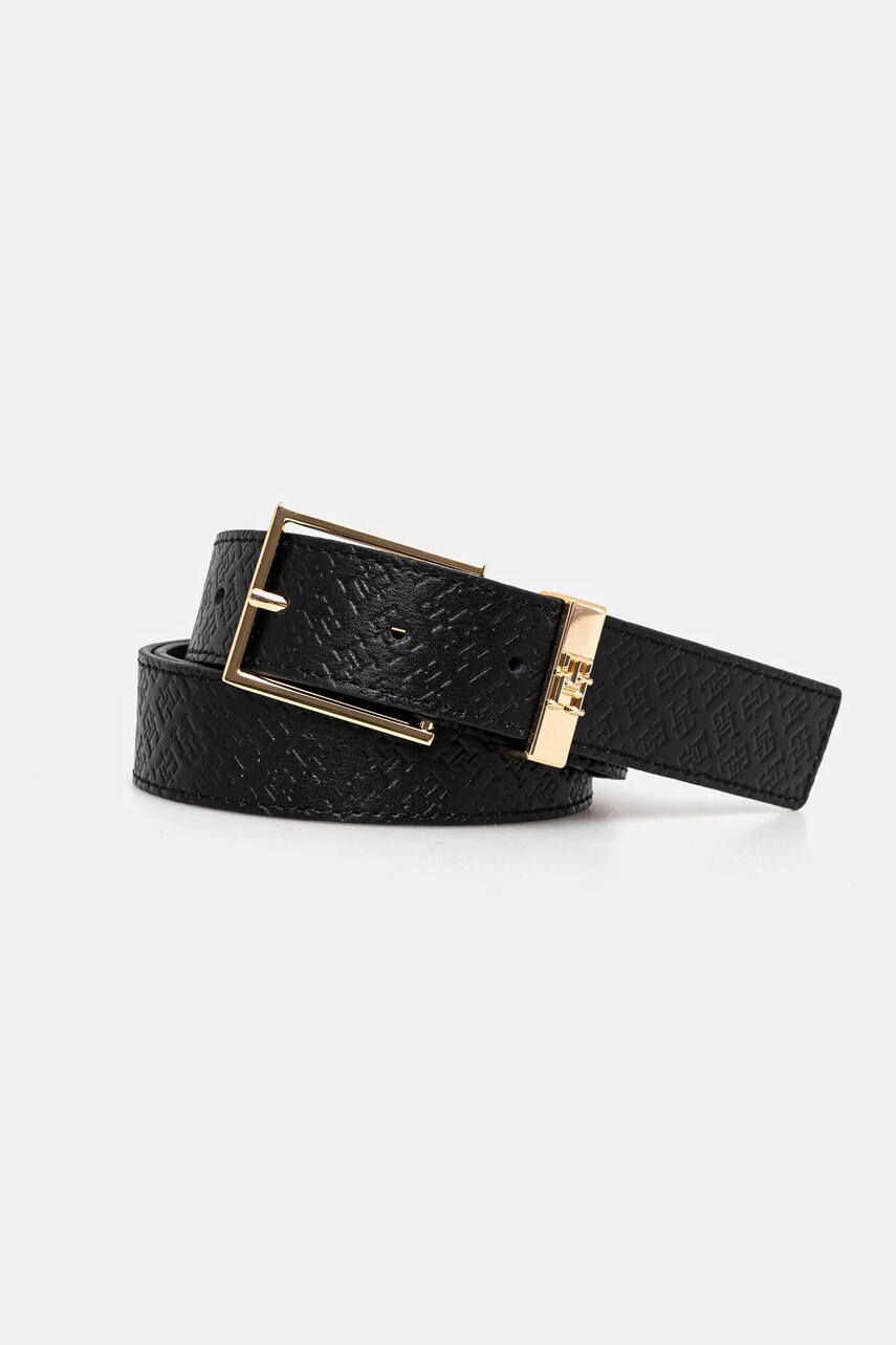Levně Kožený pásek Tommy Hilfiger dámský, černá barva, AW0AW16834