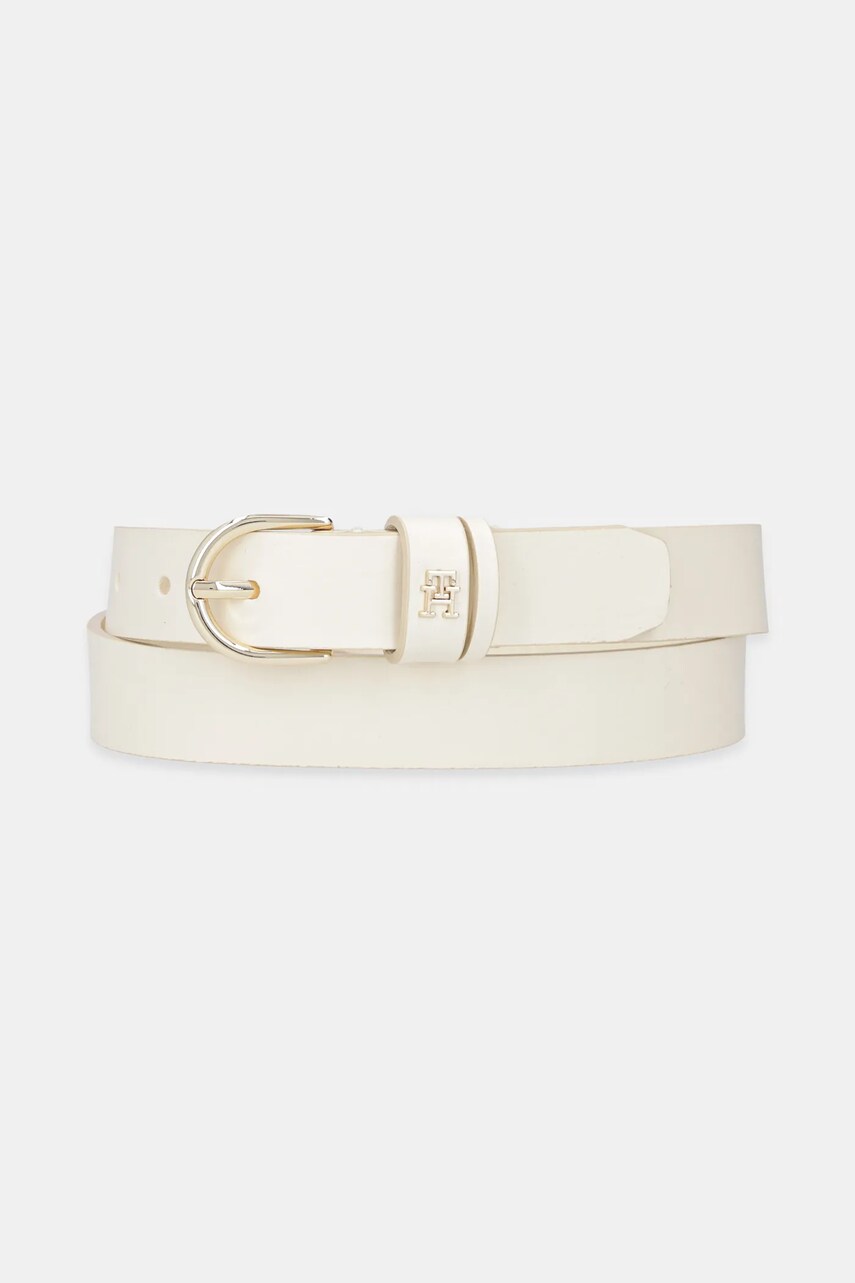 Levně Kožený pásek Tommy Hilfiger dámský, béžová barva, AW0AW16836