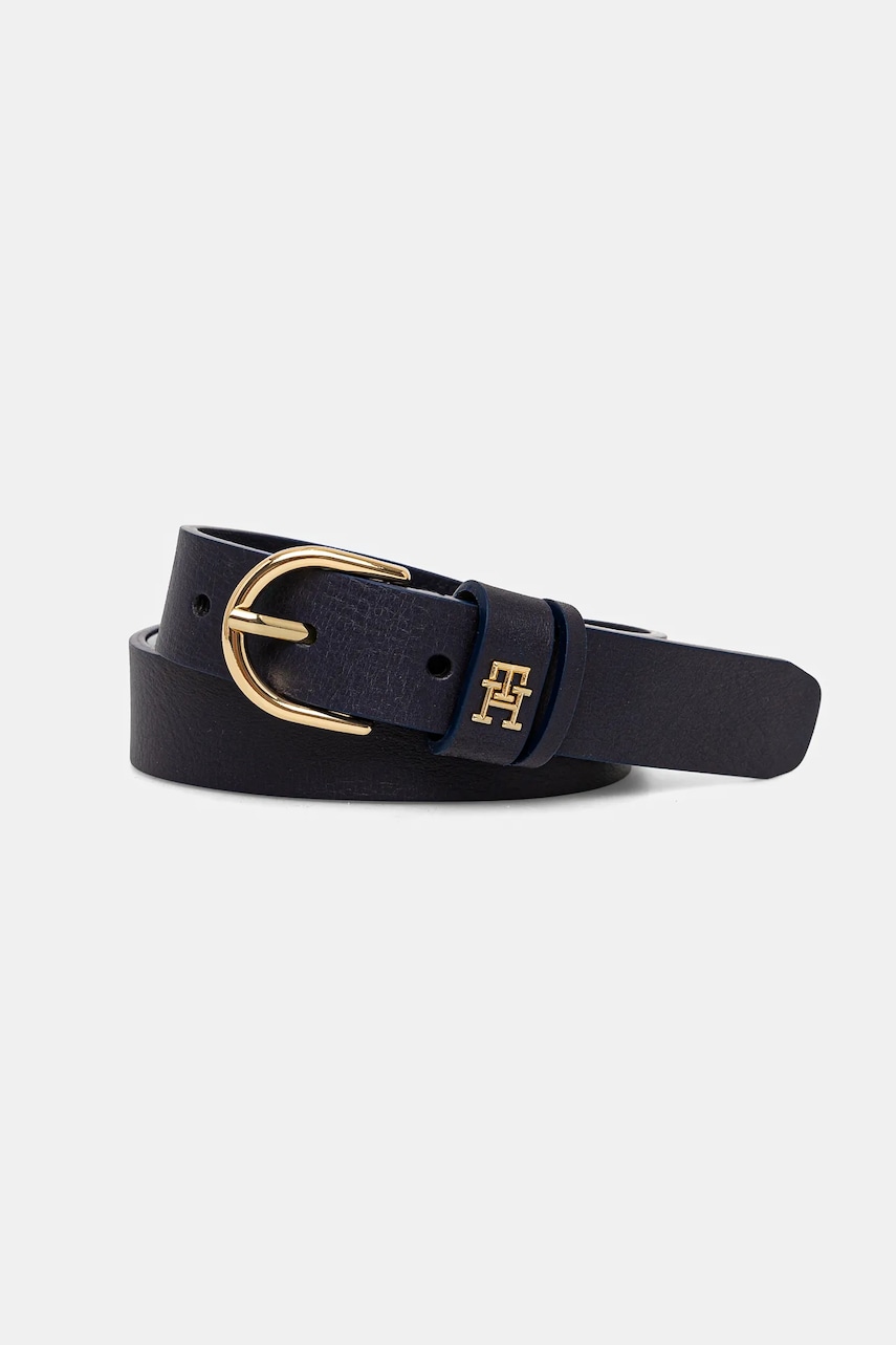 Levně Kožený pásek Tommy Hilfiger dámský, tmavomodrá barva, AW0AW16836