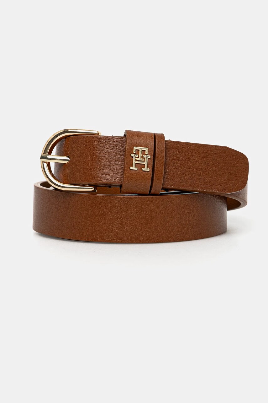 Levně Kožený pásek Tommy Hilfiger dámský, hnědá barva, AW0AW16836