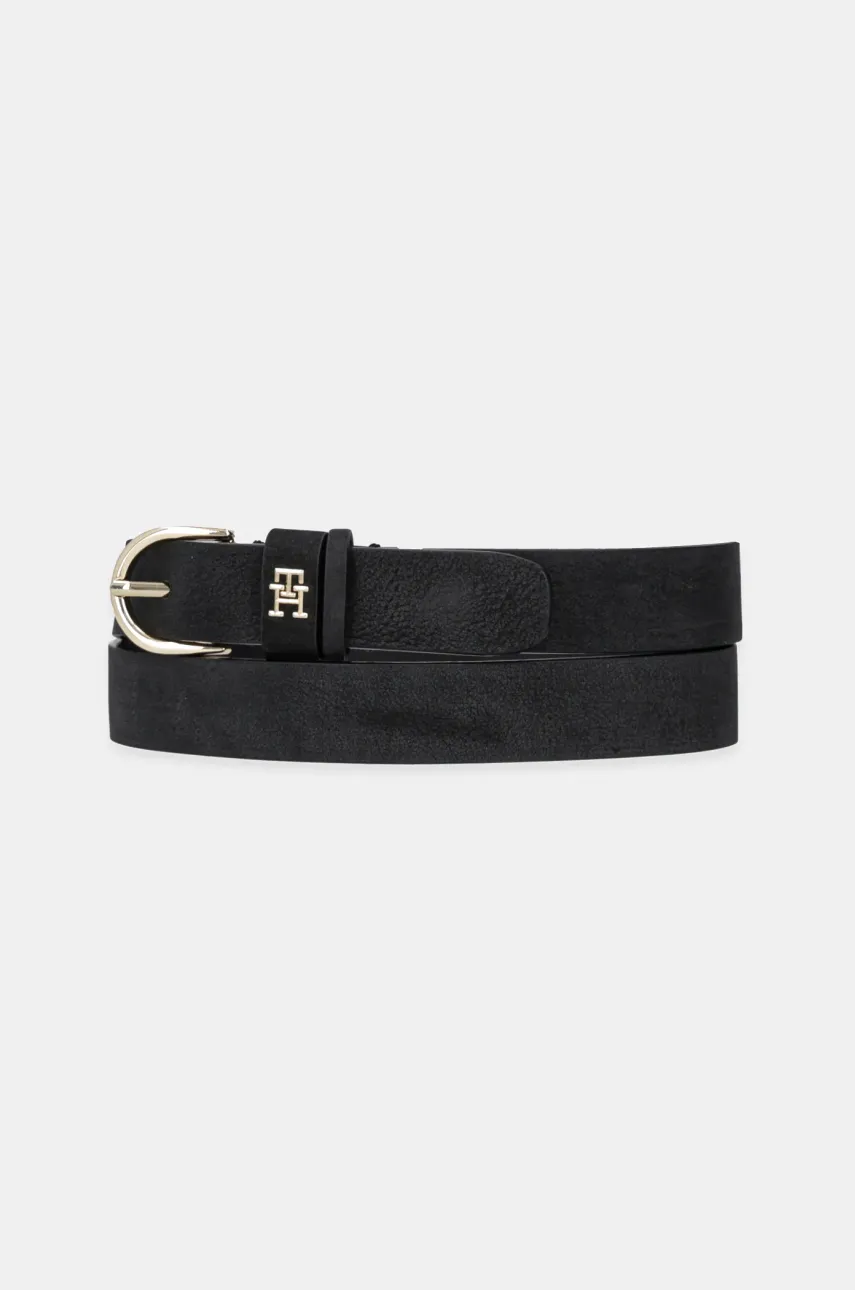 Levně Kožený pásek Tommy Hilfiger dámský, černá barva, AW0AW16838