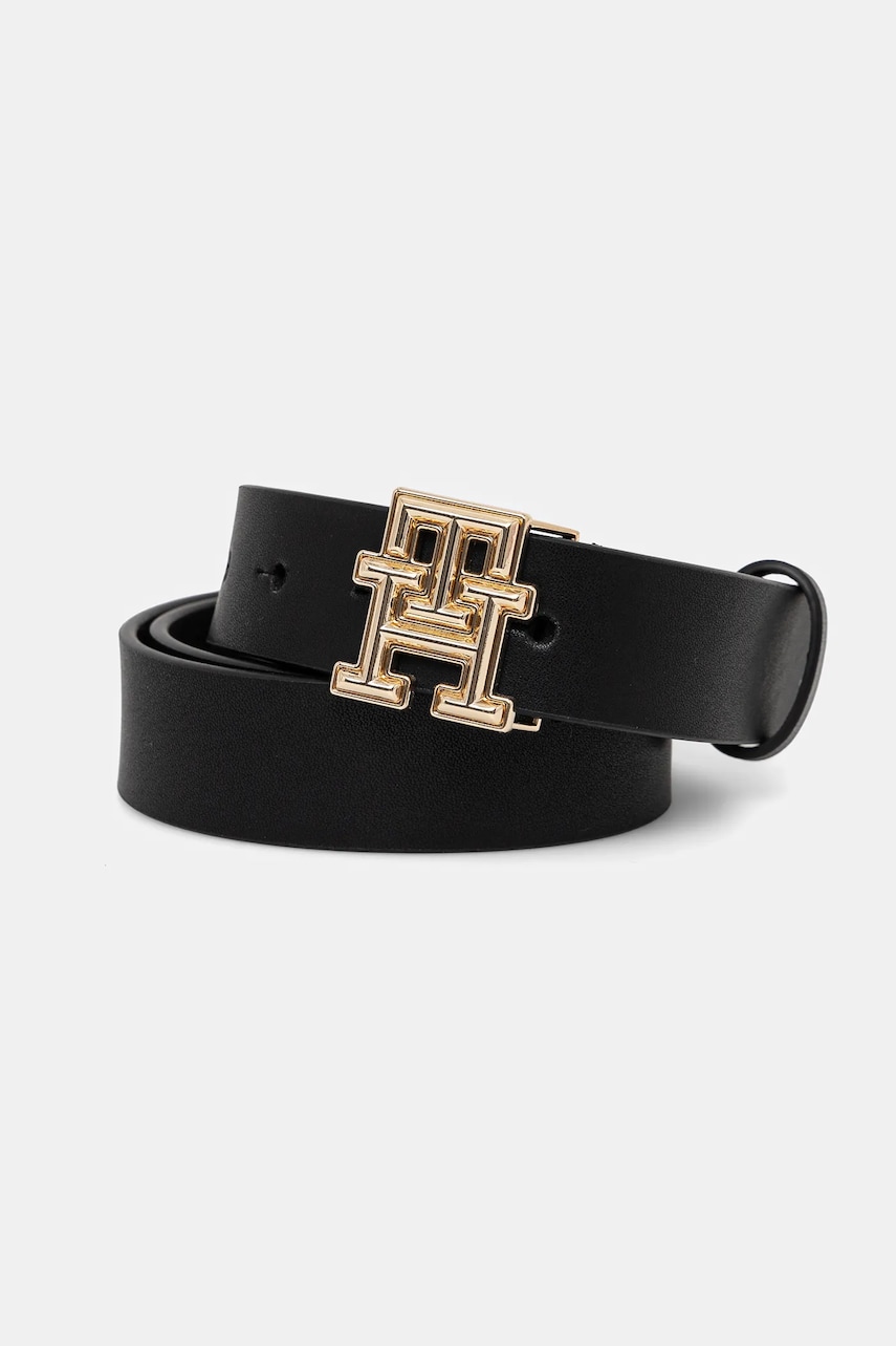 Levně Kožený pásek Tommy Hilfiger dámský, černá barva, AW0AW17281