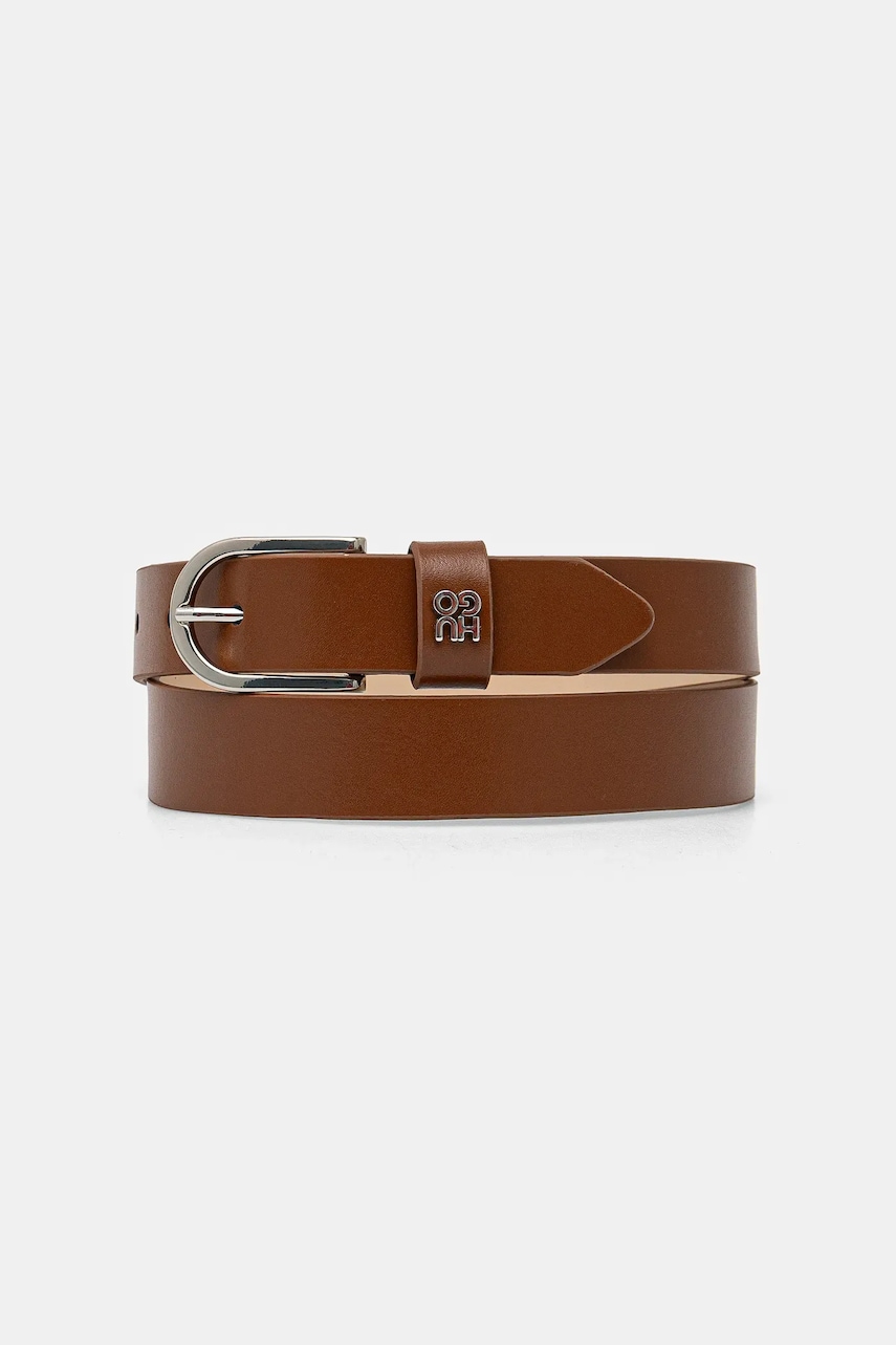 HUGO curea de piele femei, culoarea maro, 50536866