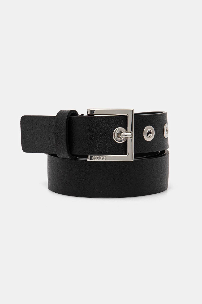 HUGO curea de piele femei, culoarea negru, 50537144