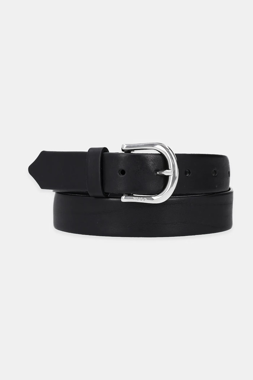 HUGO curea de piele femei, culoarea negru, 50537158