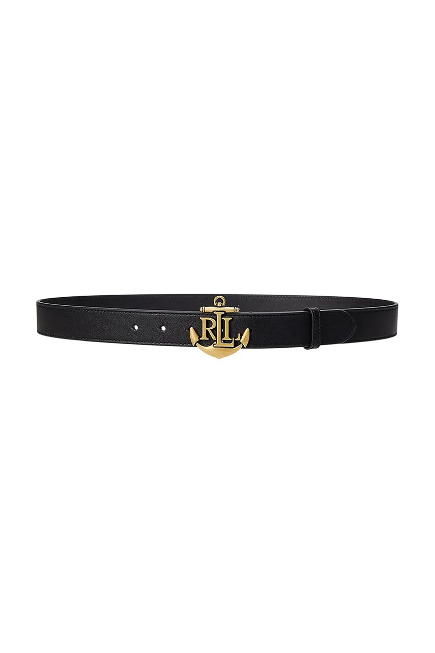 Levně Kožený pásek Lauren Ralph Lauren dámský, černá barva, 412957004