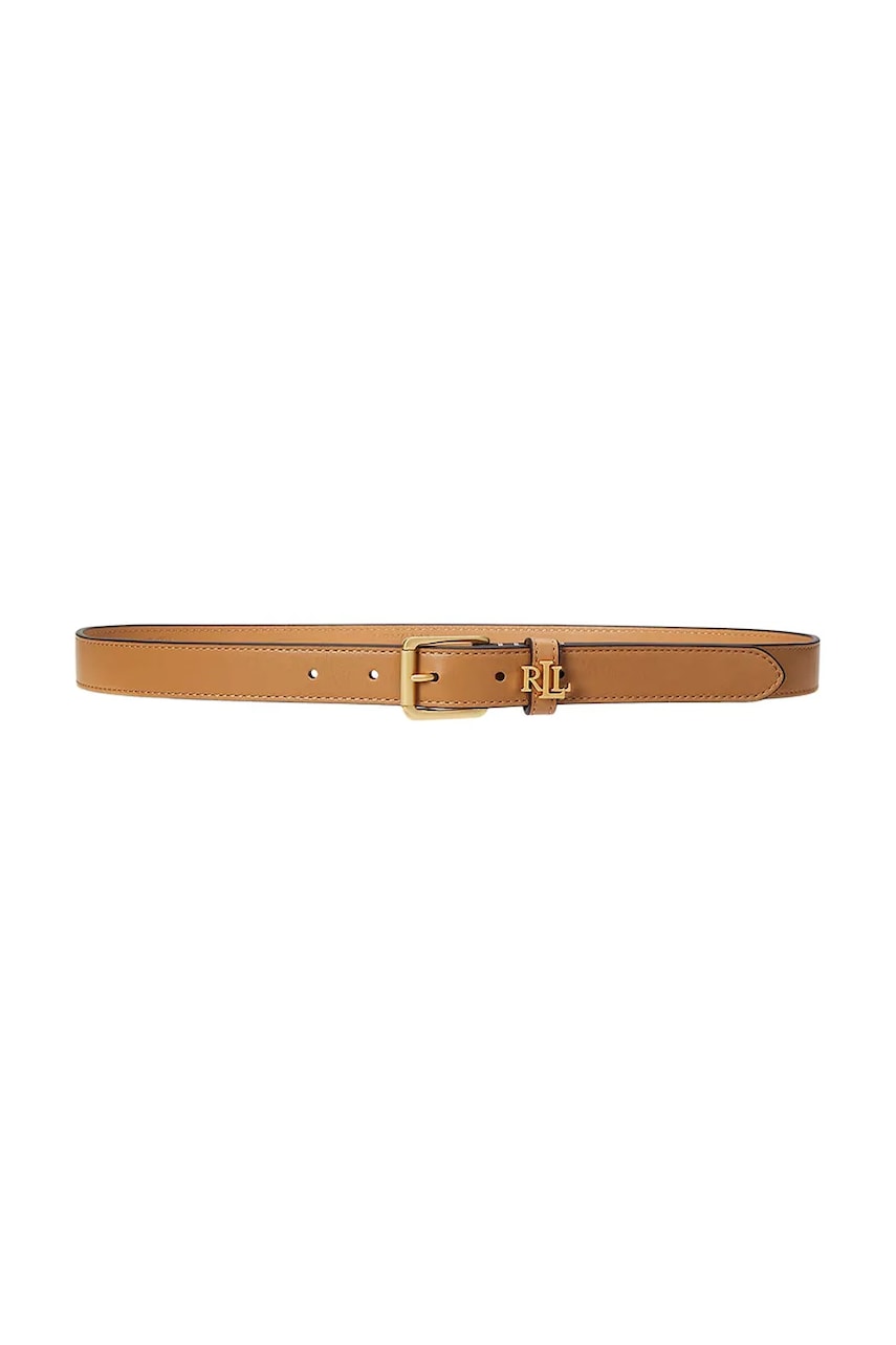 Levně Kožený pásek Lauren Ralph Lauren dámský, béžová barva, 412968763