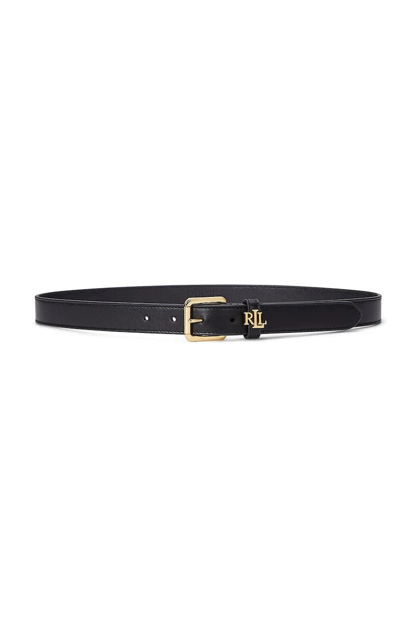 Levně Kožený pásek Lauren Ralph Lauren dámský, černá barva, 412968763