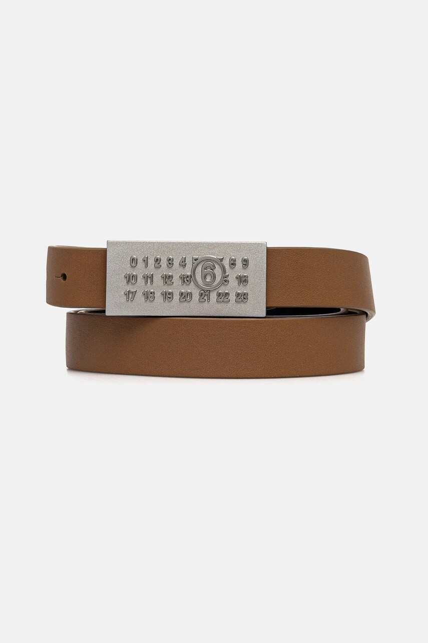 MM6 Maison Margiela curea de piele femei, culoarea maro, SA6TP0010