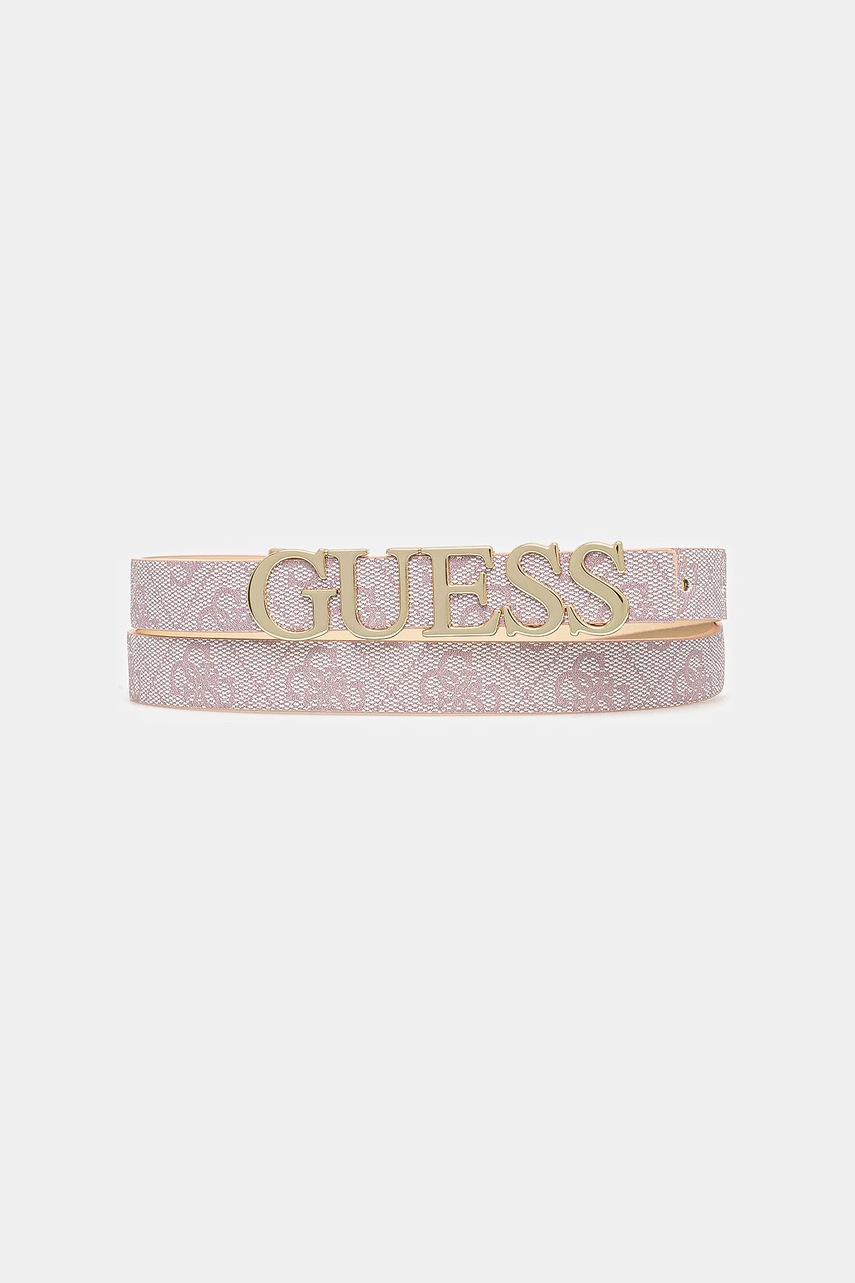 Levně Pásek Guess ZAMIRA dámský, růžová barva, BW9204 P5120