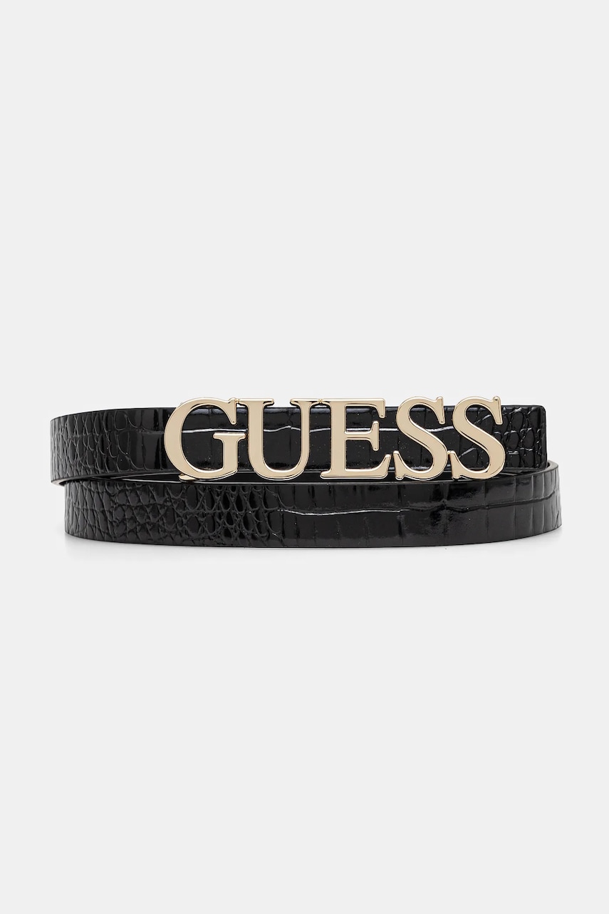 Levně Pásek Guess SYLVYE dámský, černá barva, BW9206 P5120