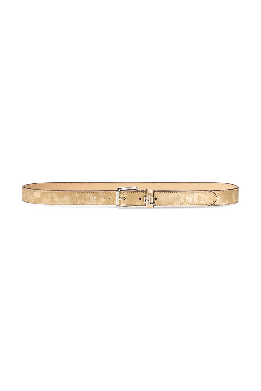 Levně Kožený pásek Lauren Ralph Lauren dámský, zlatá barva, 412967079