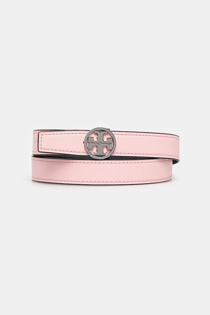 Tory Burch curea de piele cu două fețe Miller Smooth Reversible femei, culoarea roz, 159072-650