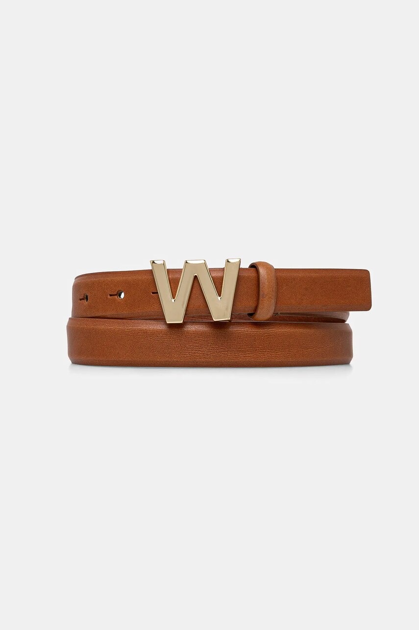 Weekend Max Mara curea de piele femei, culoarea maro, 2515501024600