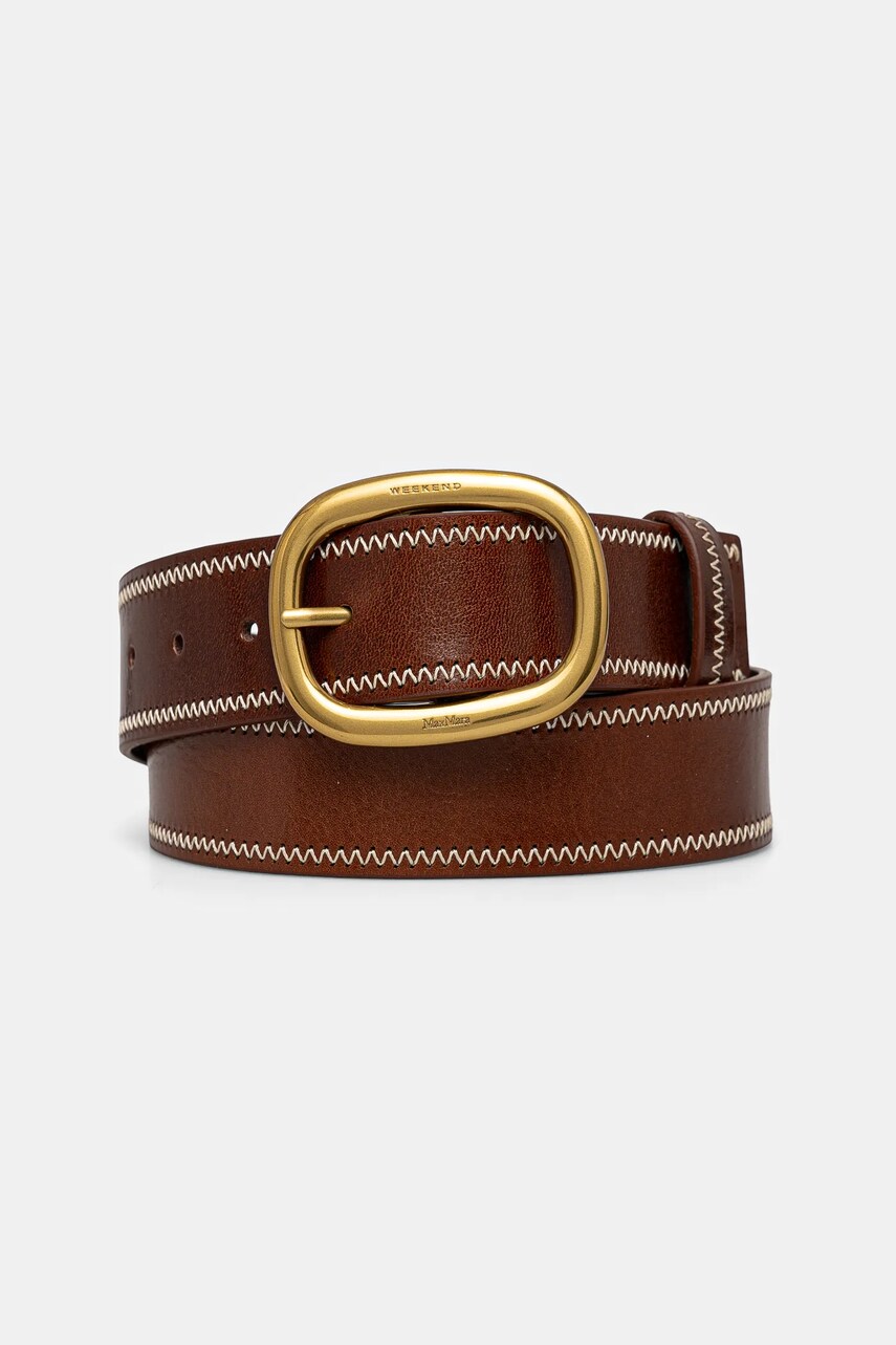Levně Kožený pásek Weekend Max Mara dámský, hnědá barva, 2515501025600