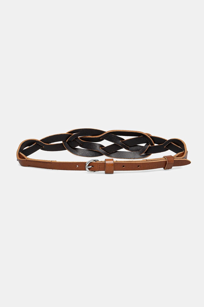 Weekend Max Mara curea de piele femei, culoarea maro, 2515501055600