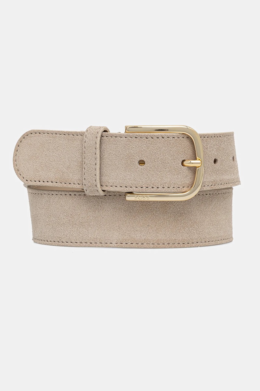 BOSS curea din piele întoarsă culoarea bej, 50537024