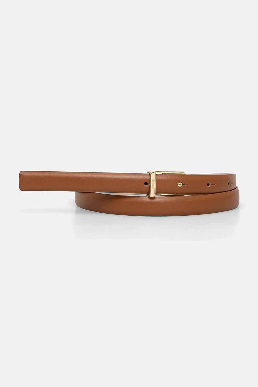 BOSS curea de piele femei, culoarea maro, 50542191