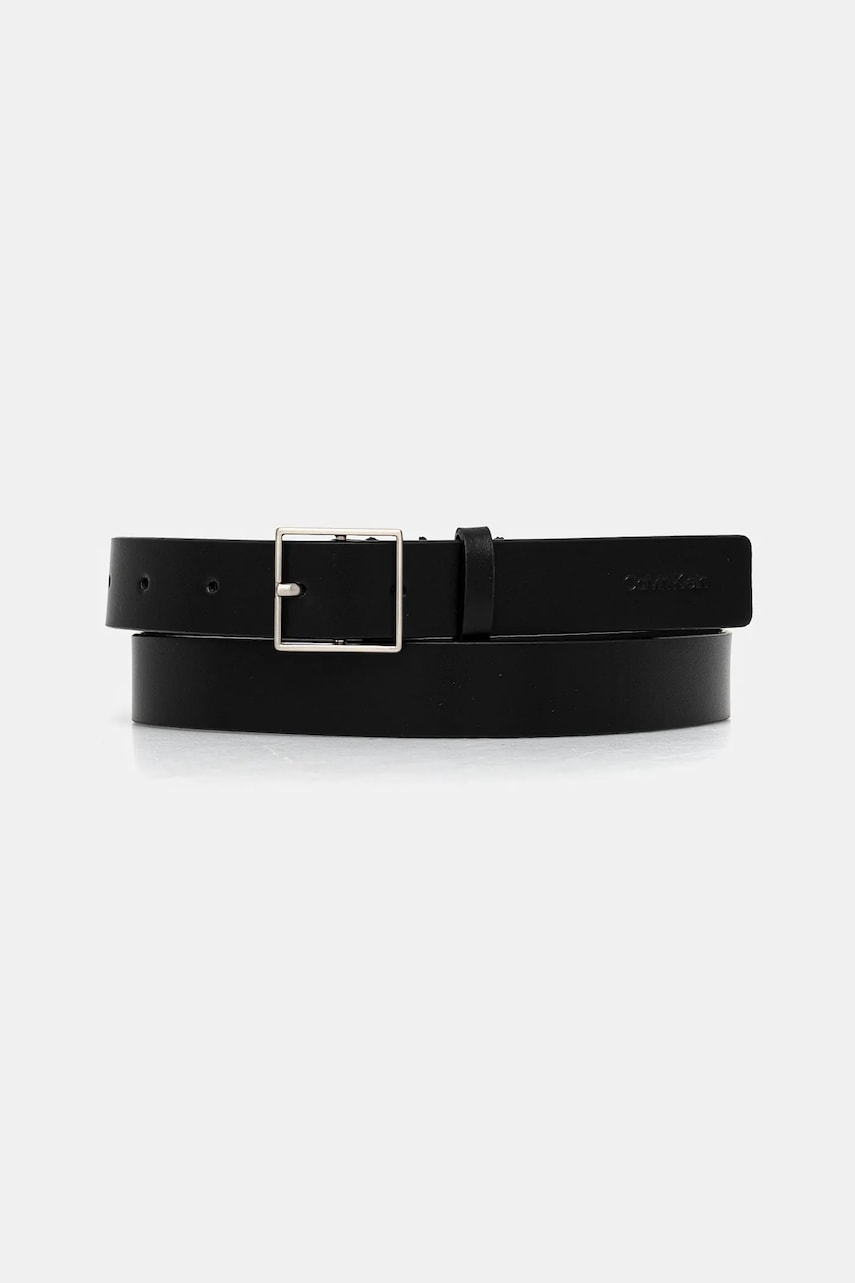 Levně Kožený pásek Calvin Klein dámský, černá barva, K60K612923