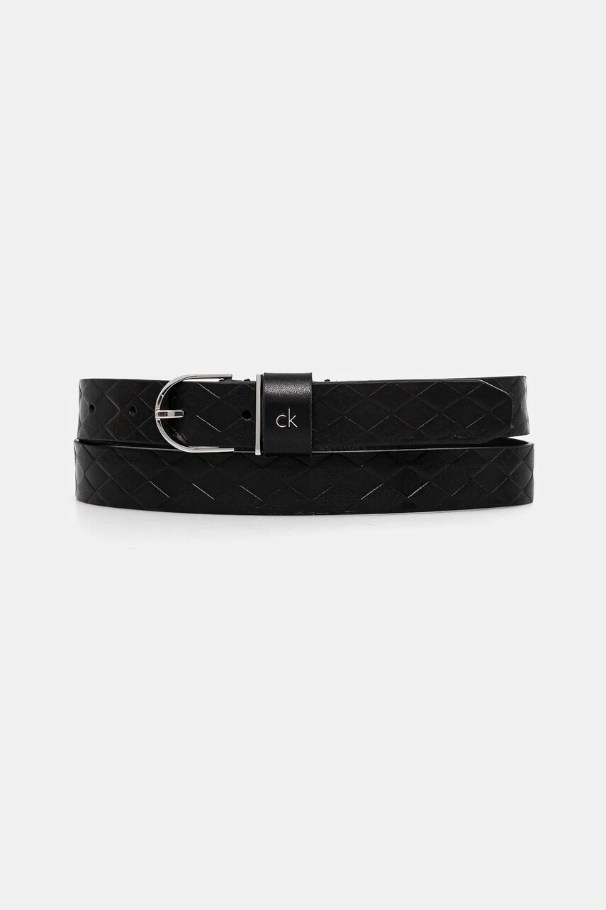 Levně Kožený pásek Calvin Klein dámský, černá barva, K60K613152