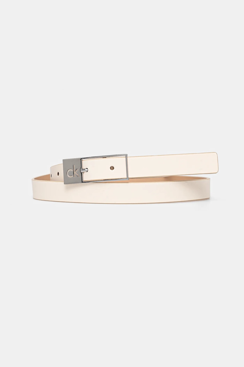 Levně Kožený pásek Calvin Klein dámský, béžová barva, K60K613155