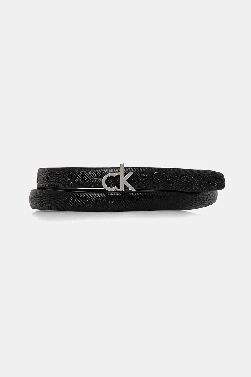 Levně Kožený pásek Calvin Klein dámský, černá barva, K60K612933