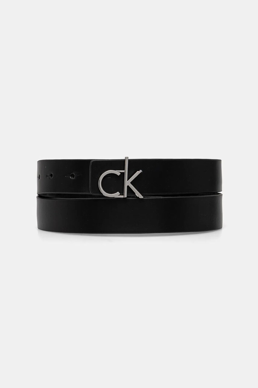 Levně Oboustranný kožený pásek Calvin Klein dámský, černá barva, K60K612934