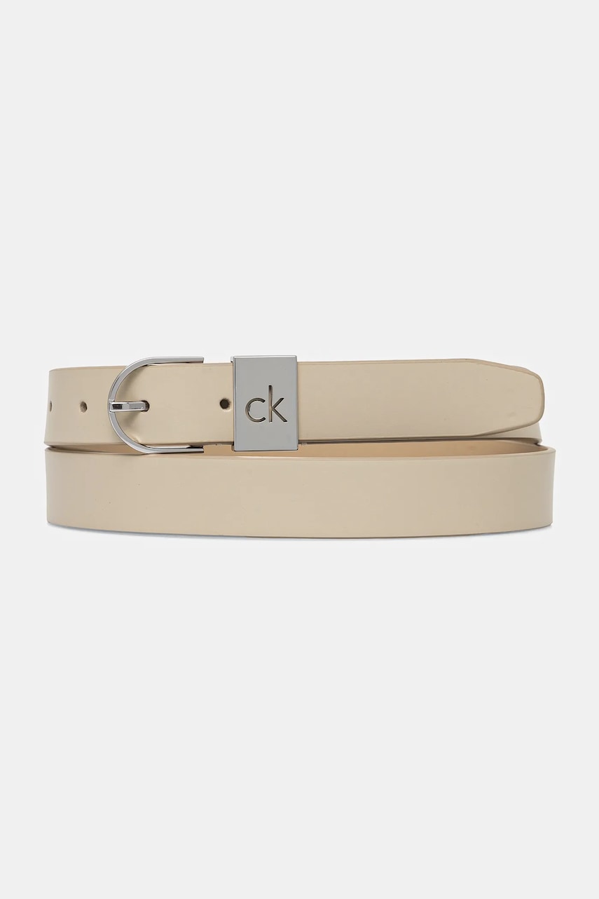 Levně Pásek Calvin Klein dámský, béžová barva, K60K612936